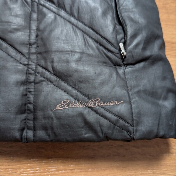 Eddie Bauer Premium Goose Down Vest Women’s Small Black Full Zip Puffer Pocket - Picture 2 of 9